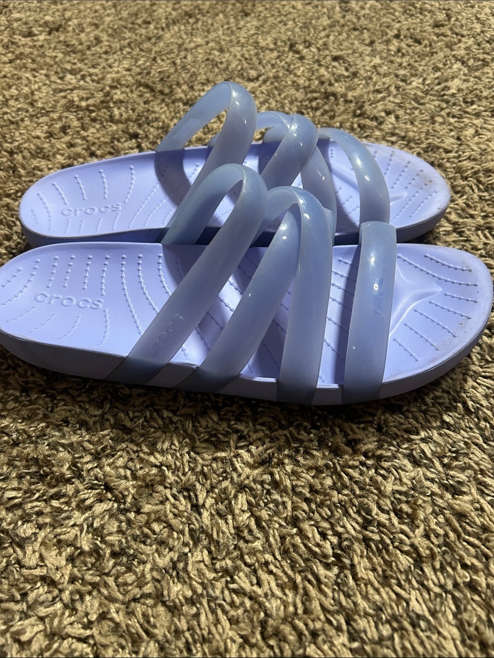 CROCS Women's Lavender Multi-Strap Slide Sandals